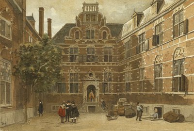 A Kelet-indiai Ház udvara, Amszterdam alkotó: Dutch School