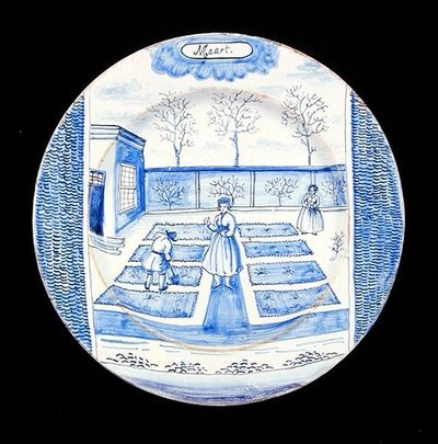 Delftware lemez március hónapot ábrázolva (ónmázas cserépedény) alkotó: Dutch School
