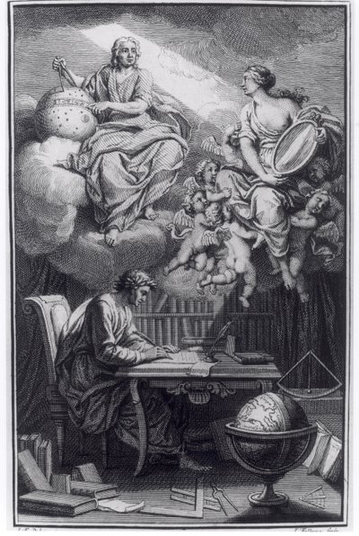 Voltaire-től (1694-1778) Amszterdamban, 1738-ban megjelent Elements de la Philosophie de Newton frontképe. alkotó: Dutch School