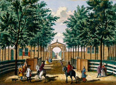 Francois van Haringkaspel örömpalotájának kertjei, Hendrick de Leth és Matthias Brouerius Van Nidek Het Zeganpralent Kennemerlant című könyvéből, 1700-1730 körül alkotó: Dutch School