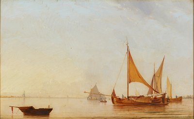 Hajnali hajók kikötője (olaj a fedélzeten) alkotó: Dutch School