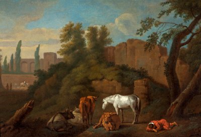 Táj egy alvó fiúval, 1650 körül alkotó: Dutch School