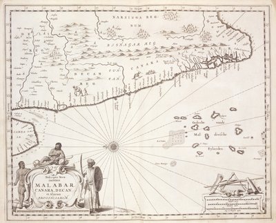 Malabar partjának térképe, Kelet-India, 1672 alkotó: Dutch School