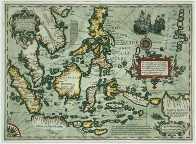 Kelet-India térképe, pub. 1635 Amszterdamban (kézzel színezett metszet) alkotó: Dutch School