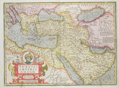 A Török Birodalom térképe, a Mercator Atlas kocsmából. Jodocus Hondius (1563-1612) Amszterdam, 1606 alkotó: Dutch School