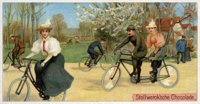 Férfiak és nők kerékpáron alkotó: Dutch School
