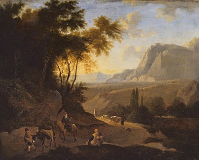 Hegyi táj figurákkal, 17. század vége (olaj, vászon) alkotó: Dutch School
