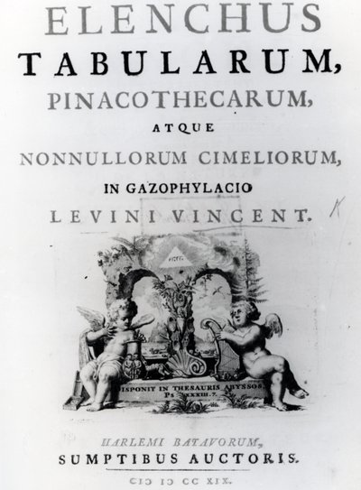 Címlap: Levine Vincent 1719-ben megjelent táblázatok listája alkotó: Dutch School
