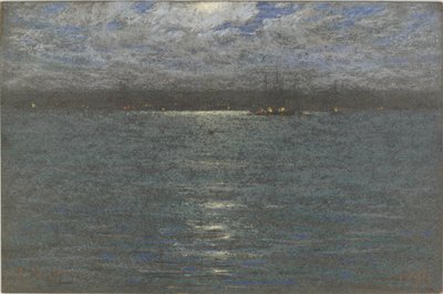 Éjszaka: Egy kikötő, 1894 (pasztell barna papíron) alkotó: Dwight William Tryon