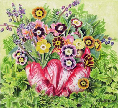 Auriculas, 2000 (akril, vászon) alkotó: E.B. Watts