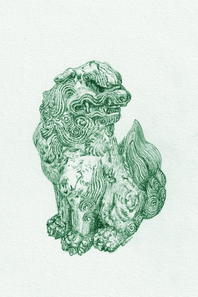 Zöld Foo Dog őrző alkotó: EC Mazur