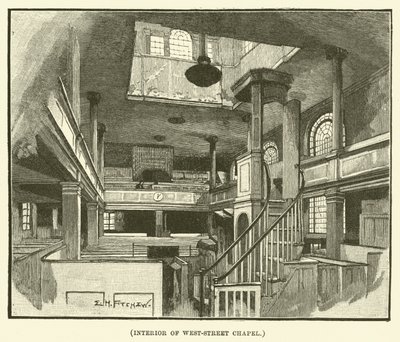 A West-Street kápolna belseje (metszet) alkotó: E.H. Fitchew