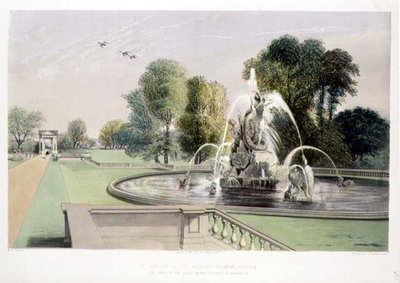 St. George and the Dragon Fountain, Holkham, pub. szerző: Thomas McLean (litho) alkotó: E. Adveno Brooke
