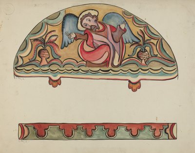Lunette és részlet a Chimayo állambeli Sanctuario Oltártemplomból, 19351942. alkotó: E. Boyd