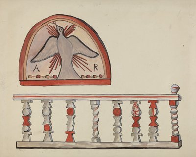 Lunette az Oltártemplomból a Sima Leégett Oltári Vasúti Templomban a Sanctuaryban, Chimayo alkotó: E. Boyd