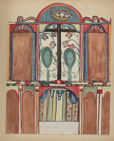 Fő Reredos a Santa Cruz templomban, Santa Fe megyében alkotó: E. Boyd