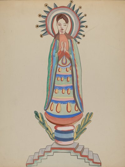 New Mexico, Bulto, polikróm fafigura, 19351942. alkotó: E. Boyd