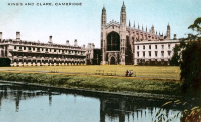 Kings and Clare Colleges, Cambridge, Cambridgeshire, XX. század eleje. alkotó: E. Dennis