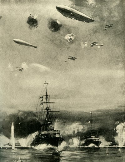 A brit légitámadás Cuxhavenben, karácsony napján, 1914, 1920 körül. alkotó: E. S. Hodgson