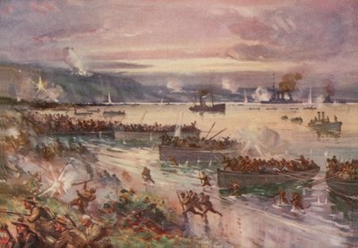 A Dardanellák hadműveletek: az ausztrálok partraszállása Gallipolinál, 1915 áprilisában alkotó: E. S. Hodgson