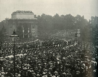 Megérkezett a kanadai miniszterelnök The Hon. Wilfrid Laurier a Hyde Park Cornerben, 1897. alkotó: E. and S. Woodbury