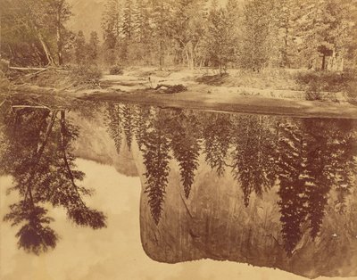 Tutokanula.  A Yosemite-völgy.  (A Nagy Főnök) - "El Capitan" - A Mercedben tükröződik. alkotó: Eadweard J. Muybridge