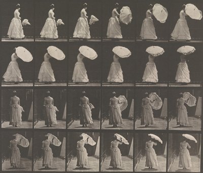 [Woman Opening Parasol], 1883-86, nyomtatva 1887. alkotó: Eadweard Muybridge