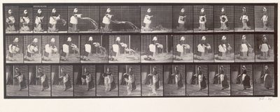 A szobalány egy vödör vizet dob, 404-es tányér az „Animal Locomotion”-ból, 1887 alkotó: Eadweard Muybridge