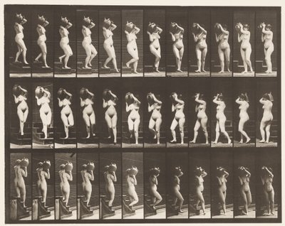 147. tábla. Leszálló lépcsők; Vízkorsó forgatása a jobb vállon, 1872-1885 alkotó: Eadweard Muybridge