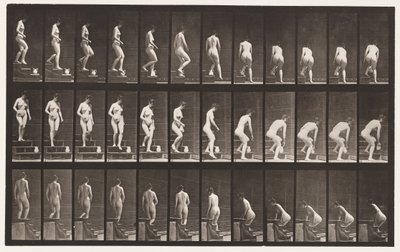 149. tábla. Leszálló lépcsők; Lehajolva, hogy felemeljen egy kancsót, 1872-1885 alkotó: Eadweard Muybridge
