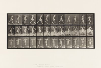 175. tábla. Crossing Brook on Step-Stones horgászbottal és kannával alkotó: Eadweard Muybridge