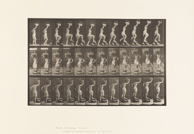 179. tányér. Egy sziklára lépve, egy kosár fején alkotó: Eadweard Muybridge