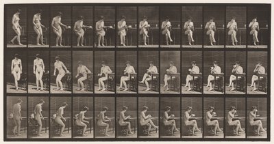 238. tányér. Széken ülve, keresztbe tett lábakkal, teáscsészéből iszik alkotó: Eadweard Muybridge