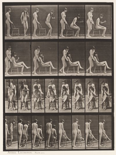 239-es tábla. Két modell: az egyik álló, a másik ülve, keresztezve a lábakat alkotó: Eadweard Muybridge