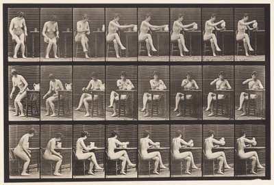 244. tányér. Ülő, keresztbe tett lábak, töltő serleg a kancsóból alkotó: Eadweard Muybridge