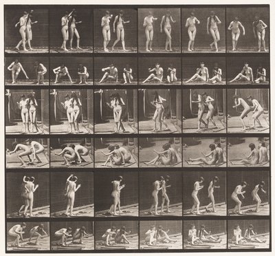 245. tábla. Két modell a földön ülve alkotó: Eadweard Muybridge