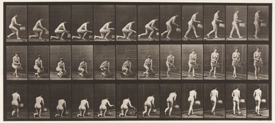 251. tábla. Bal térdre térdelve, bal kézben kosárral és emelkedéssel, 1872-1885 alkotó: Eadweard Muybridge