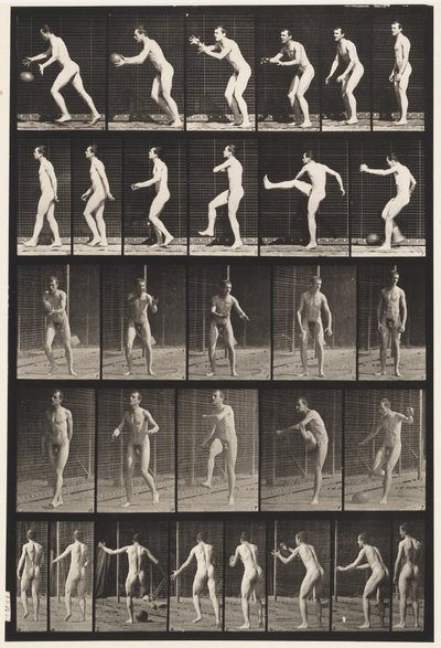 Tányér 300.Foot-ball; csepprúgás, 1885 alkotó: Eadweard Muybridge