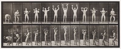 322. tányér. Két 50 font súlyú súlyzó felemelése és leengedése alkotó: Eadweard Muybridge