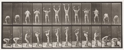 323. tányér. Két 50 font súlyú súlyzó felemelése és leengedése alkotó: Eadweard Muybridge