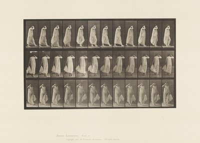 37. tábla. Sétáló, bal kézzel tartó ruha, jobb kéz az arcnál, 1872-1885 alkotó: Eadweard Muybridge