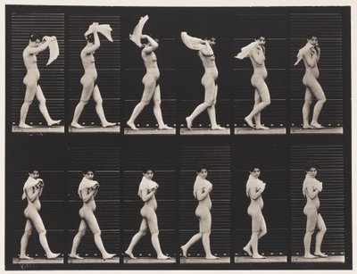 40. tányér. Séta, zsebkendő vállra dobása alkotó: Eadweard Muybridge