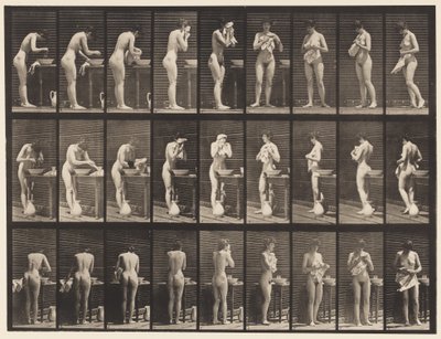 412-es tányér. Mosás, arctörlés és esztergálás alkotó: Eadweard Muybridge