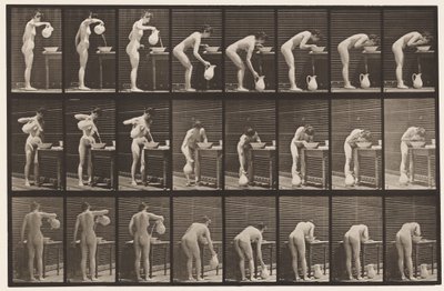 413. tányér. Víz öntése a medencébe és arcmosás alkotó: Eadweard Muybridge