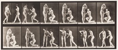 452. tányér. Két makett, 8 térdelő, Italok vizeskorsóból a kezekben, 1872-1885 alkotó: Eadweard Muybridge