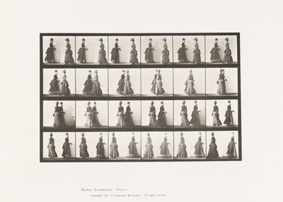 45. tábla. Séta két modell találkozása és részben fordulás alkotó: Eadweard Muybridge