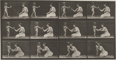 A 465-ös számú rendszám. Gyermek, aki csokrot visz egy nőnek,1887 (fénykép) alkotó: Eadweard Muybridge