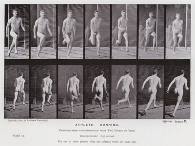 Mozgó emberalak: sportoló, futás (f/w fotó) alkotó: Eadweard Muybridge