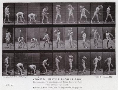 Az emberi alak mozgásban: Sportoló, aki egy 75 kilós sziklát billeget alkotó: Eadweard Muybridge