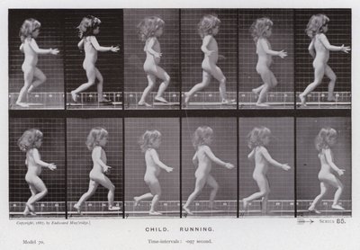 Mozgó emberi alak: gyermek, futás (f/w fotó) alkotó: Eadweard Muybridge